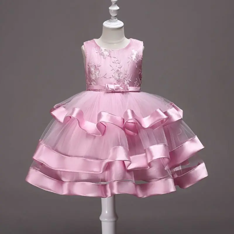 

Summer 2019 Dress Flower Cake Embroidered Ball Gown Dresses Girl Dress Kids Dresses for Girls Princess Party Costumes 2-10 Years