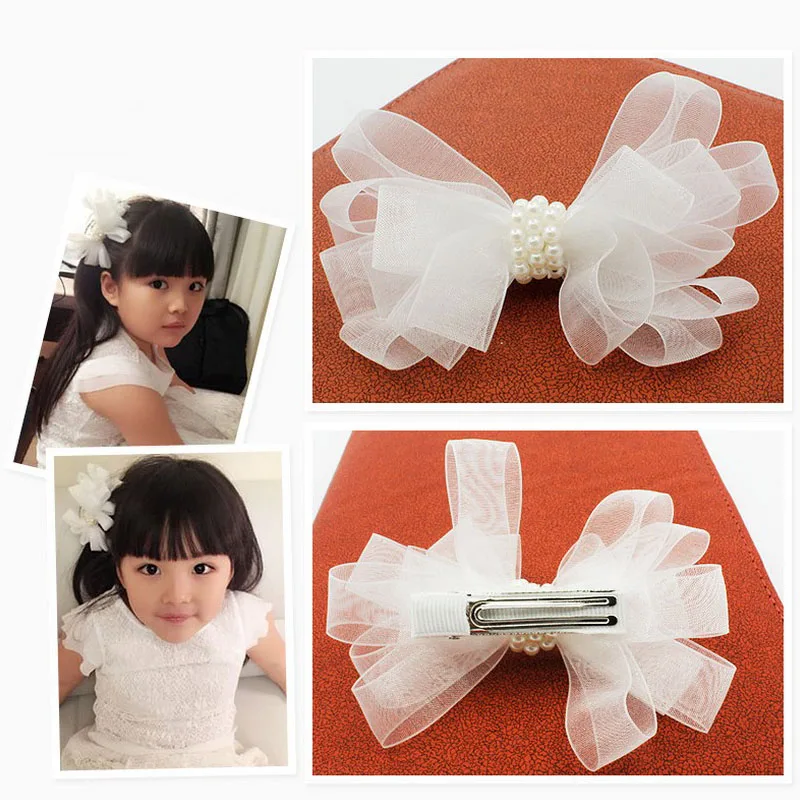 

Baby Girls Hairpins White Gauze Pear Hair Clips Kids Bow Barrettes Children Hairpins Hair Accessories Girls Vestido