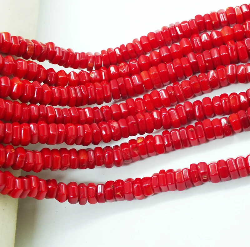 

H-002 # 3X8MM classic Faceted Red Coral Loose Beads 15 inch