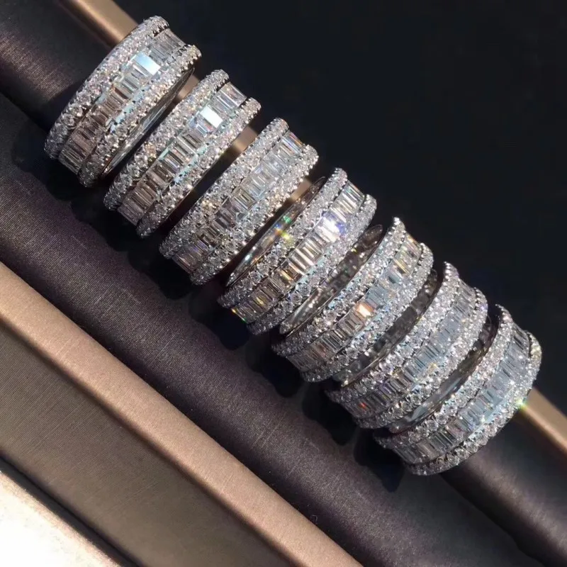925 серебряные кольца для помолвки, обручальные кольца, Размер 5,6, 7,8, 9,10, 11,12 - Цвет камня: Luxury Square