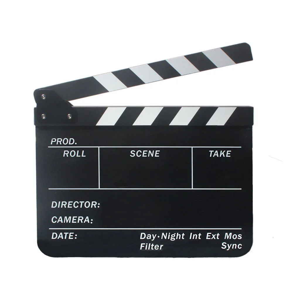 Big size Clapperboard Clapper Board Acrylic Dry Erase Director TV Movie Film Action Slate Clap Handmade Cut Prop Magnets