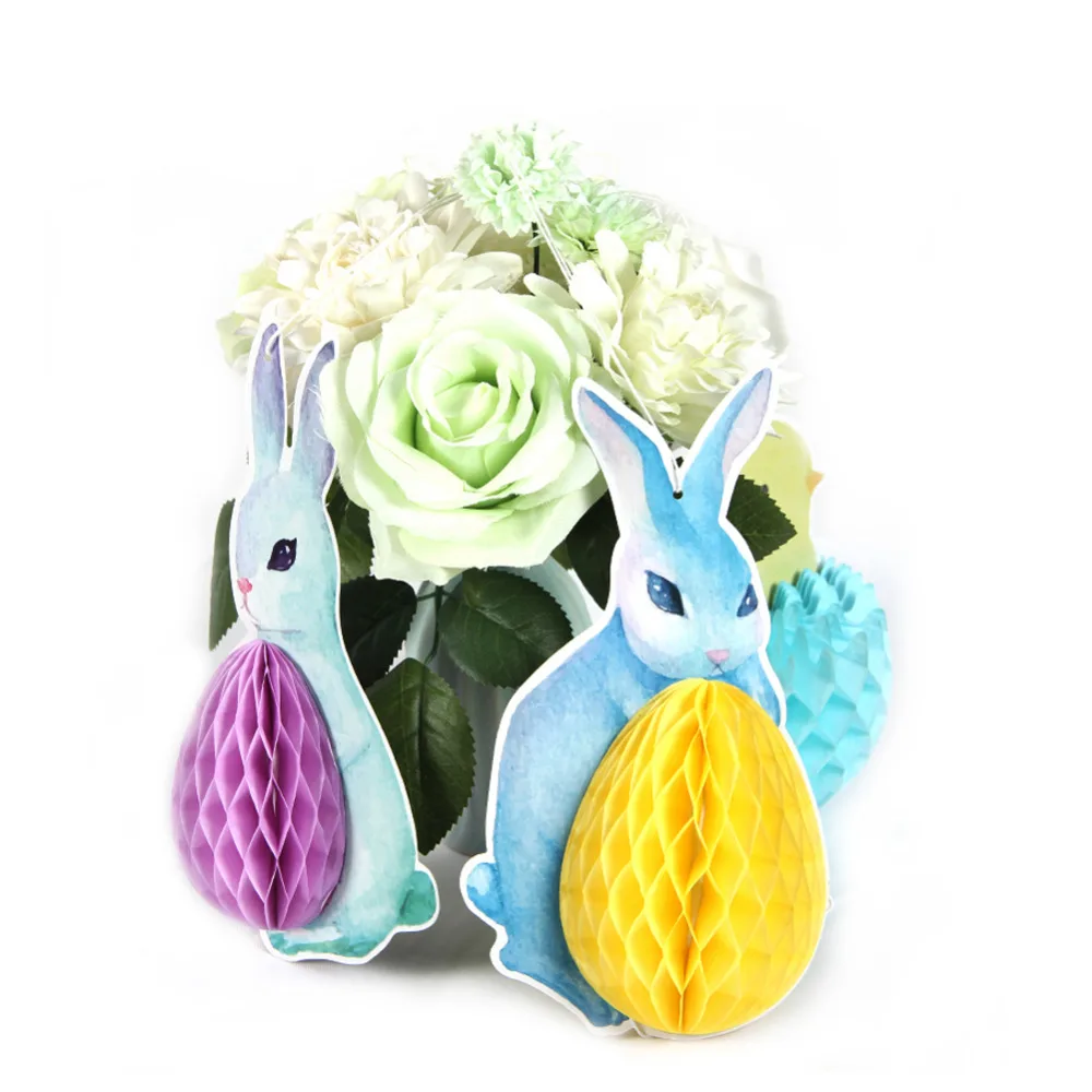 PAPER JAZZ 3 pieces Easter Paper Honeycomb Bunny Eggs Spring Time Party Hanging Decoration PAPER JAZZ 3 pieces Easter Paper Honeycomb Bunny Eggs Spring Time Party Hanging Decoration