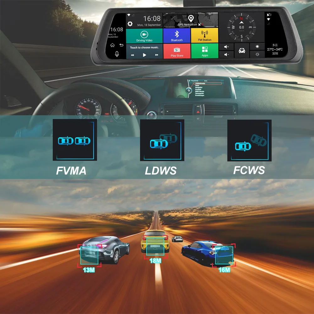 MTHNHO 10 &quotWi Fi автомобильный dvr камера 4G Android 5 1 gps навигации ADAS удаленного мониторы