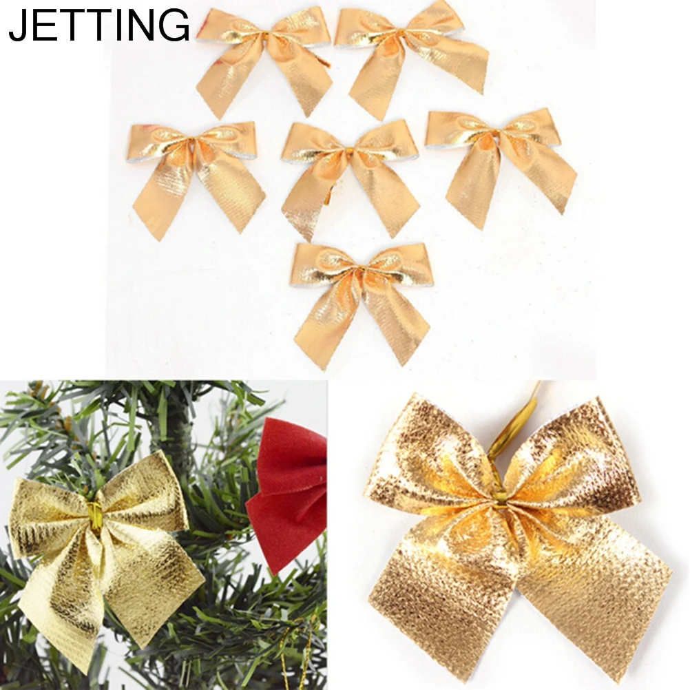 

JETTING 12pcs 3colors Christmas Tree Tie-on Bow Decor Xmas Tree Bow Decoration Christmas Tree Ornaments Party Home Decor