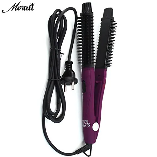 

2 in 1 Pro Ceramic Corn Curls Magic Hair Roller Hair Straightener Flat Iron Comb curling iron sloshing professional titanium