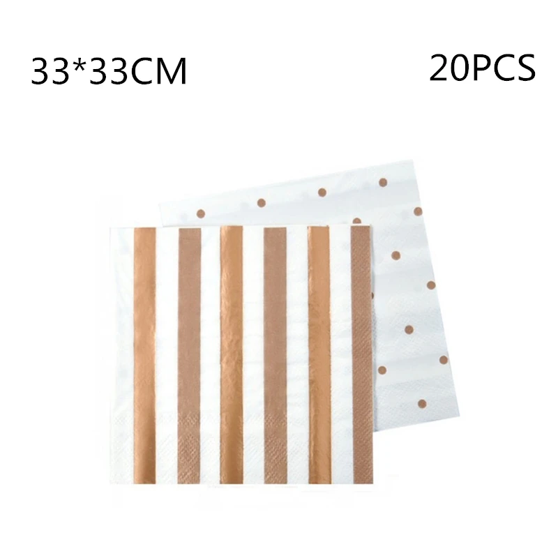 Napkins 20pcs 6 шт. Позолоченные бумажные соломинки/чашки/пластины/одноразовые столовая посуда все для праздника свадьбы/дня рождения/украшения для вечеринки у бассейна - Цвет: Napkins 20pcs