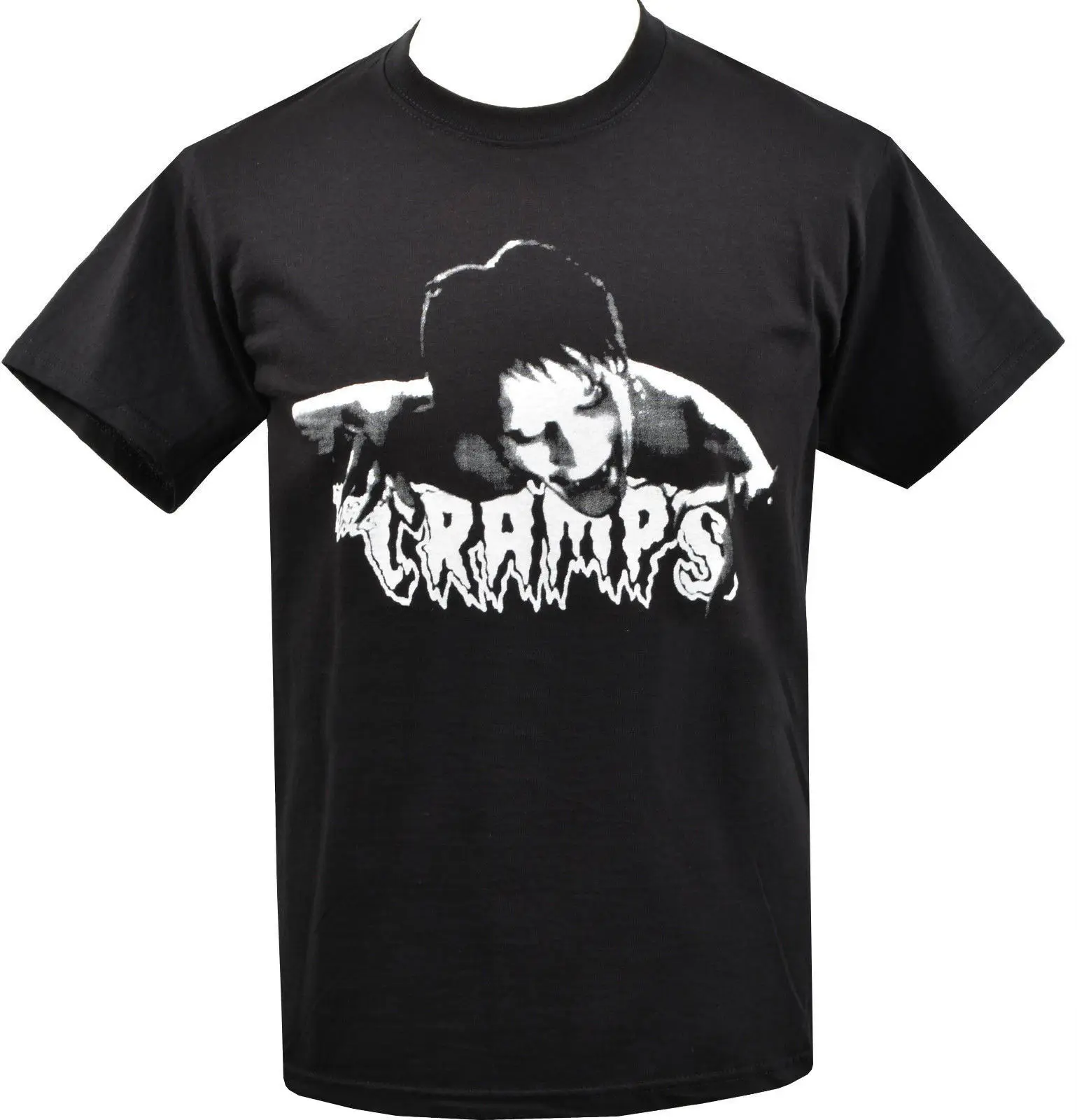 THE CRAMPS LUX INTERIOR Мужская футболка с принтом PSYCHOBILLY в стиле панк черная Модная