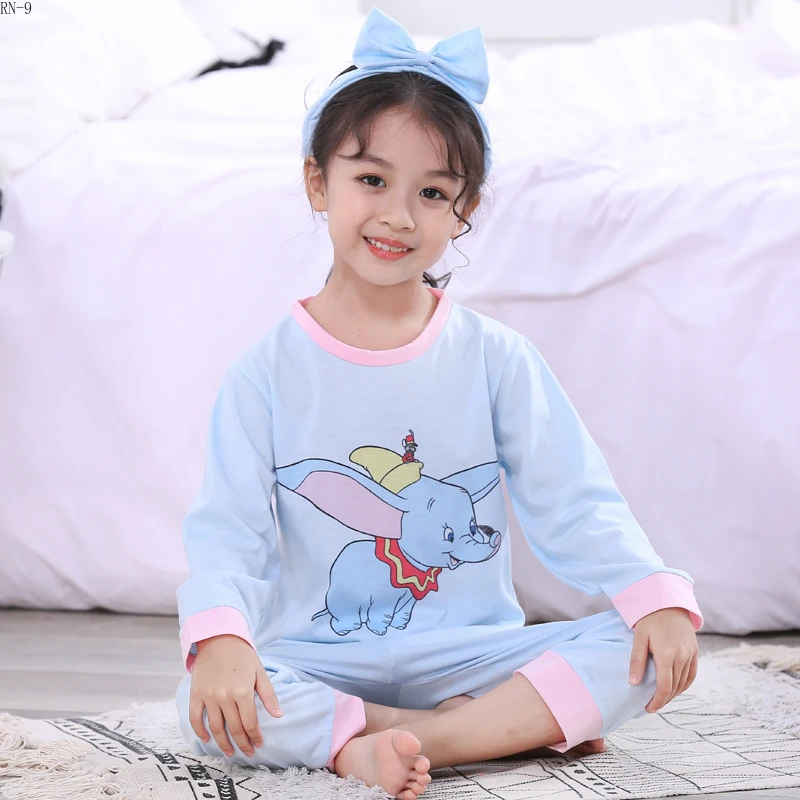 Autum Cartoon Pijamas Suit for Children Long Sleeve Girls Sleepwear Set Pink Princess Homewear Kids Long Tops+pants Pajamas Set