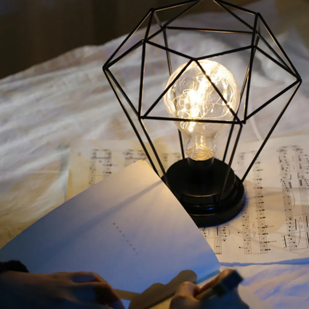 Nordic светодиодный настольная лампа Железный искусство украшения дома ночника лампочки E27 настольные лампы для Спальня постели с Батарея мой