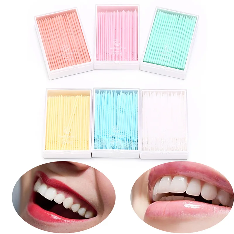 150Pcs/Box Portable Plastic Interdental Brush 6 Colors Clean Tooth Floss Double Head Hygiene Dental Toothpick