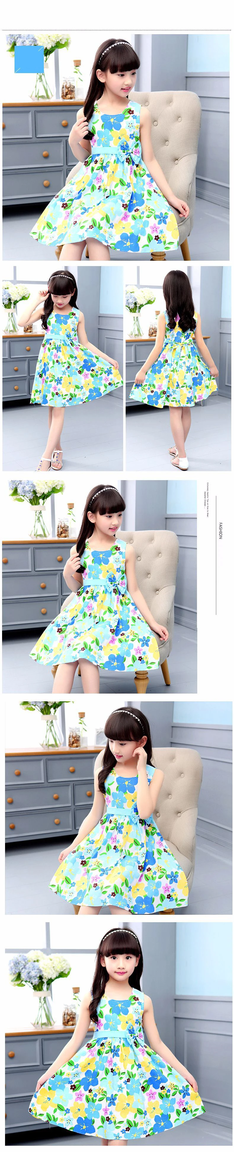 Children's Dress Girls Baby Summer Bohemian style Toddler Girls Sleeveless printed Dresses princess Holiday dress for 5-14Y kids clothing (8)