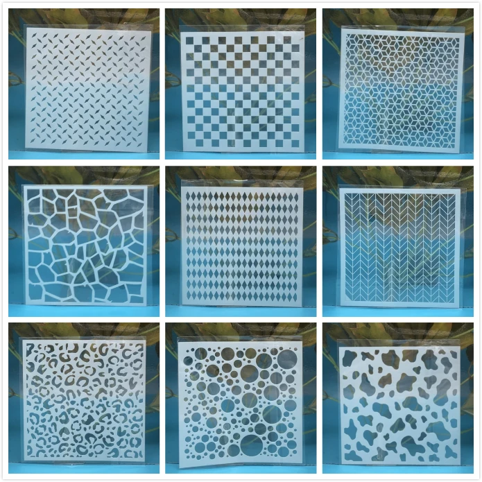 

9Pcs/Lot 13cm Board Matrix Bubble DIY Layering Stencils Painting Scrapbook Coloring Embossing Album Decorative Card Template