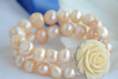 

xiuli 00515 2row 8" pink baroque freshwater cultured pearl bracelet