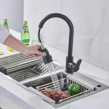 Black Kitchen Faucets Silver Single Handle Pull Out Kitchen Tap Single Hole Handle Swivel 360 Degree Water Mixer Tap Mixer Tap цена Black Kitchen Faucets Silver Single Handle Pull Out Kitchen Tap Single Hole Handle Swivel 360 Degree Water Mixer Tap Mixer Tap цены онлайн