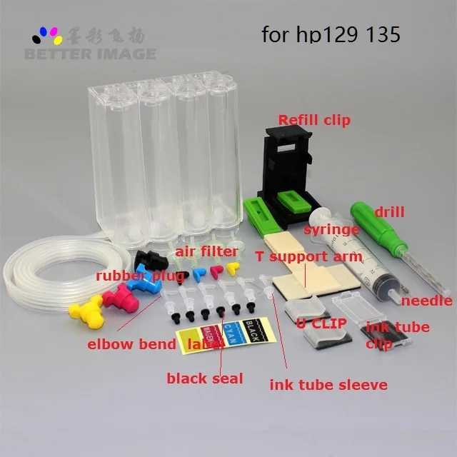 XIMO DIY СНПЧ для HP 129 135 чернильные картриджи Deskjet 5943 6943 6983 D4163 2575 D5163 8053 C4183 C4193 |