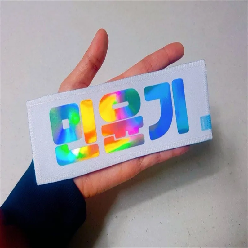 

mini kpop slogan customized double sided suede reflective doll small hand banner printing