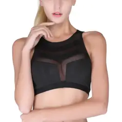 2019 Фитнес Спортивная бюстгальтер Сетки Push-Up bra дышащий бюстгальтер без косточек короткий топ, лифчик для Для женщин