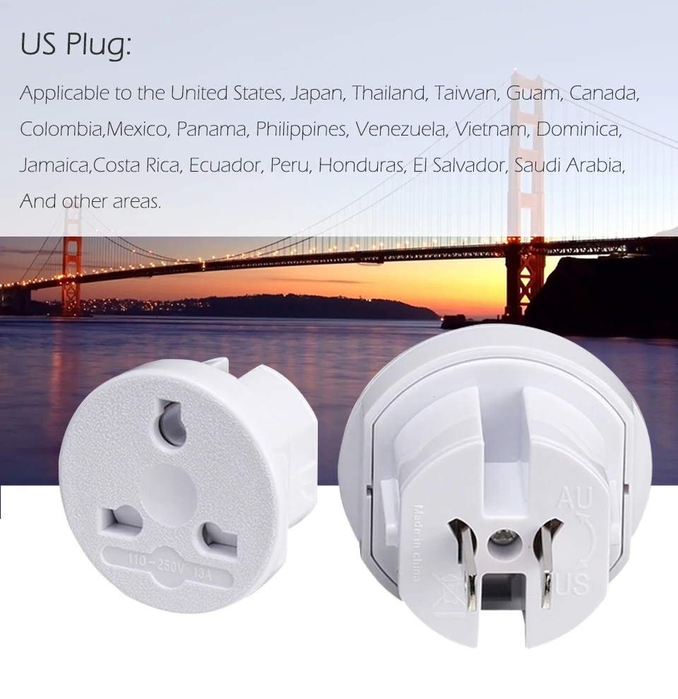 USUKEU EuropeanAU Universal Plug AC Electrical Adapter Portable Power Socket Outlet All in One Travel Converter Worldwide Use (5)