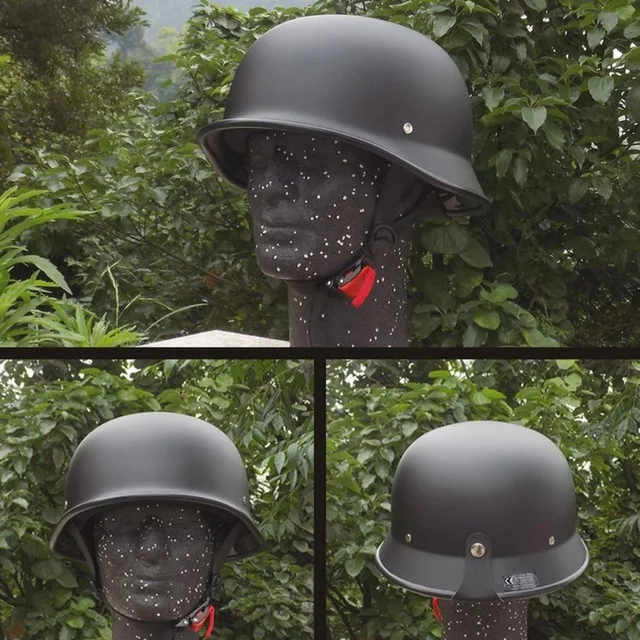 Motorcycle Gloss Black DOT German Half Face Helmet Chopper Cruiser Biker M L XL