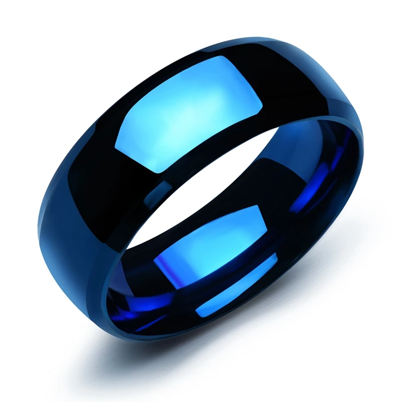 

2019 New Trendy Stainless Steel Rings Smooth Surface Simple Couple Lover's Ring Female Models Silver Blue Jewelry Wedding Party