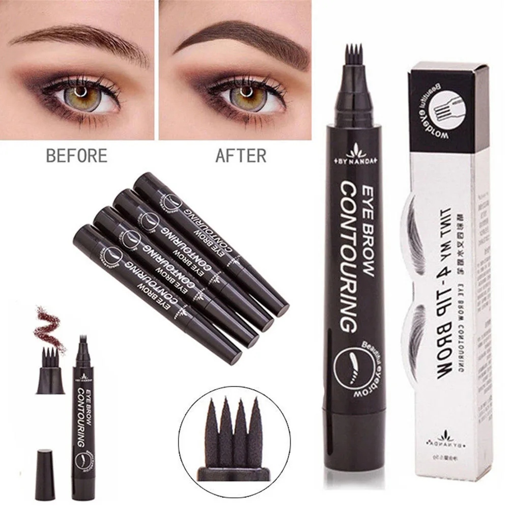 

Makeup Microblading Tattoo Eyebrow Pencils Waterproof Fork tip Eyebrow Tattoo Pen 4 Head Fine Sketch Enhancer Korean Cosmetics
