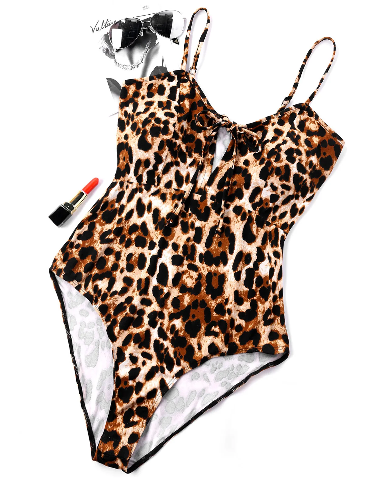 ZAFUL Women Sexy Bodysuit Spaghetti Strap Leopard Bodysuits Rompers V