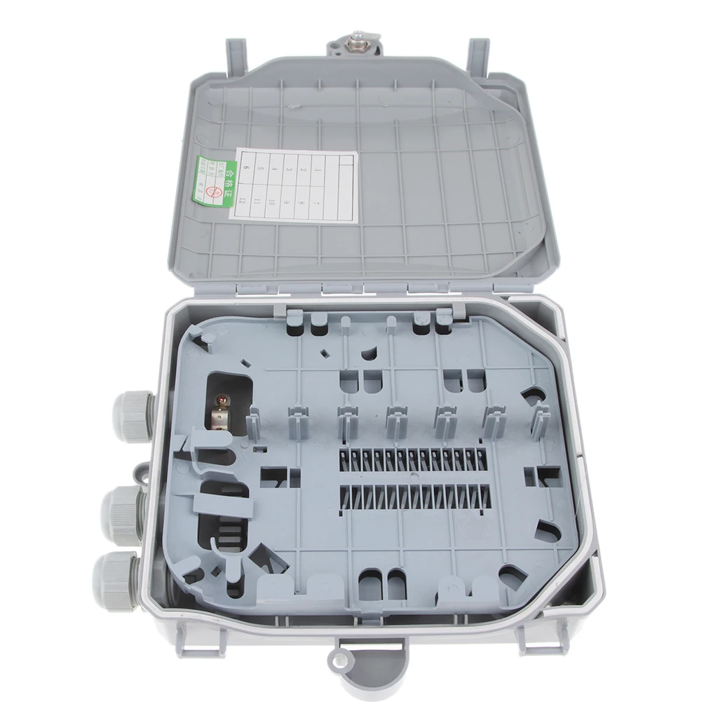 FTTH Fiber Optic Termination Box, 12 Cores Outdoor/Indoor Fiber Optical Splitter Distribution Box, High Strength Plastic,Durable