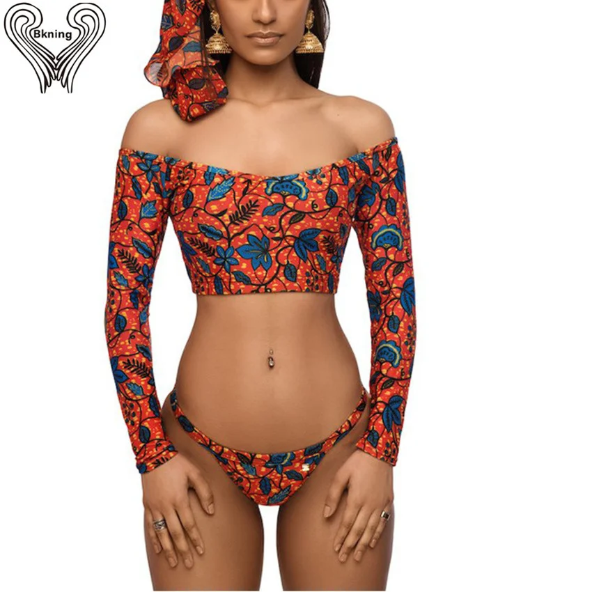 

Off Shoulder Swimsuits Printed Swimwear Women 2018 African Print Bathing Suits May Beach Maillot De Bain Femme Sexy Badpak