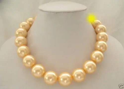 

Free Shipping >> Huge 18mm Yellow South Sea Shell Pearl Round Necklace 18"AAA++