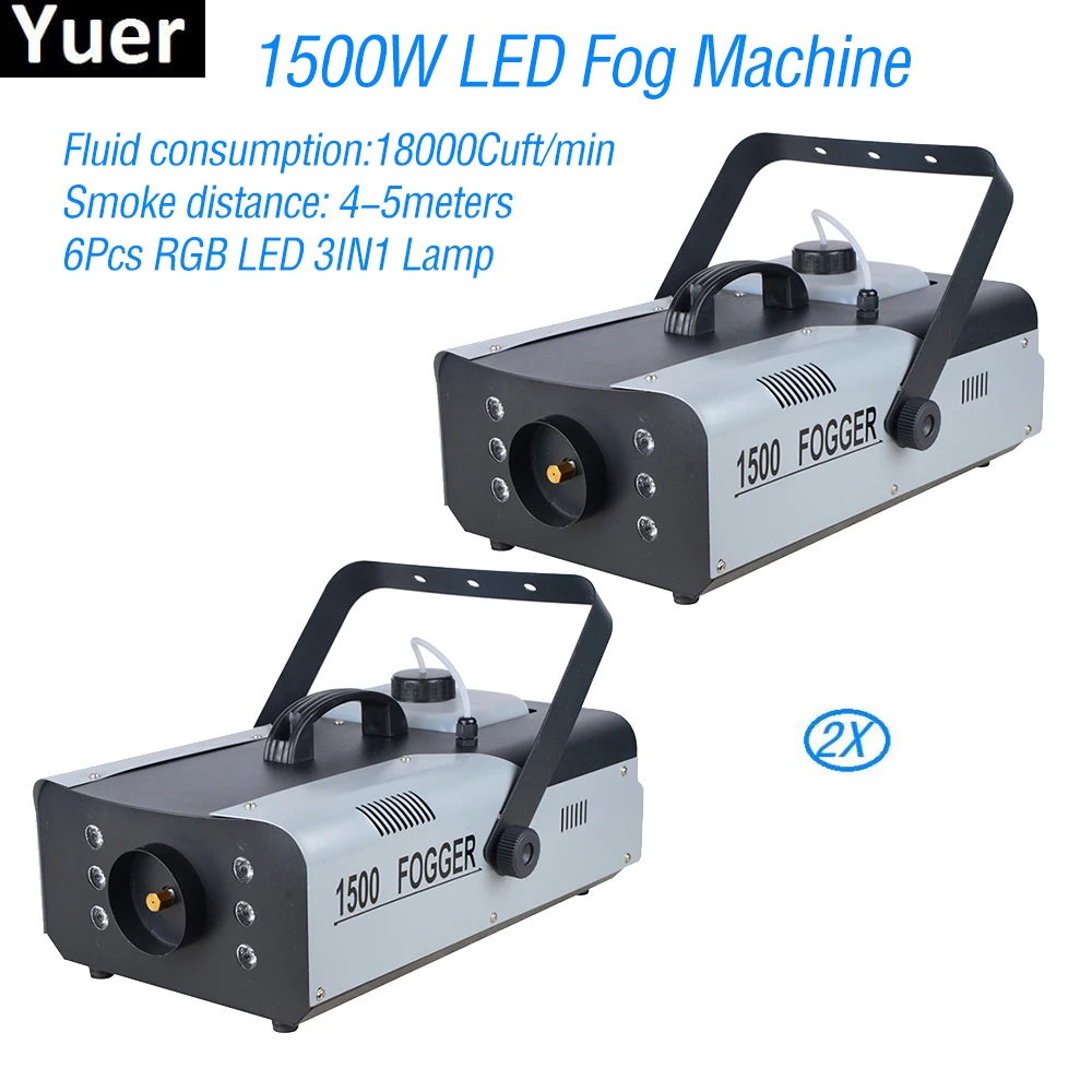1500W Fog Machine 6Pcs RGB 3IN1 LED Lamp DMX512 DJ Disco Equipment Wedding Party Stage Effect Lighting Smoke | Лампы и освещение