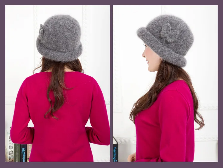 Высококачественная шапка из кроличьей шерсти, Женская Плавательная шапочка, Толстая Теплая Зимняя шерстяная шляпа для матери, женская шляпа для взрослых, A-0584