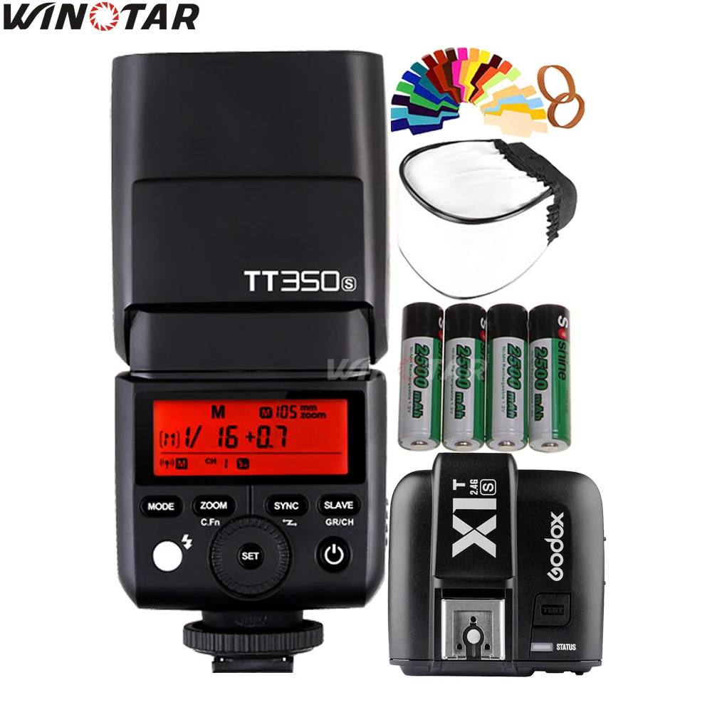 Godox Mini Speedlite TT350S вспышка для камеры TTL HSS + X1T S триггер 2 батареи 2500 мАч Sony A77II A7RII A7R A7000
