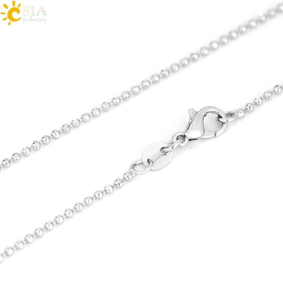 CSJA Moon Sun ожерелье s подвеска плоская бусина, натуральный камень, кристалл кварца серебряного цвета ожерелье рейки амулет для женщин и мужчин ювелирные изделия F335