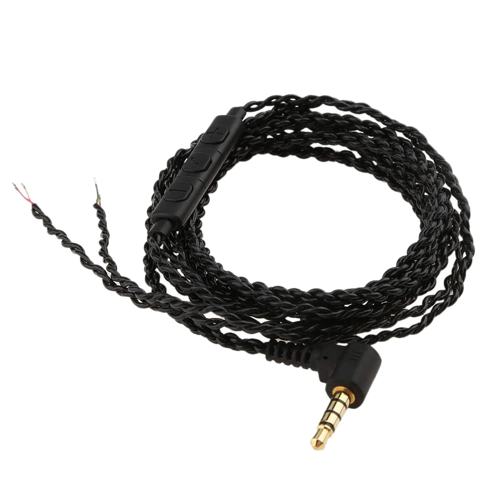 

Earphone Audio Cable Repair Replacement 3.5mm TRS Jack DIY Elbow Headphone 4 Copper Core Wire with Mic Volume Control