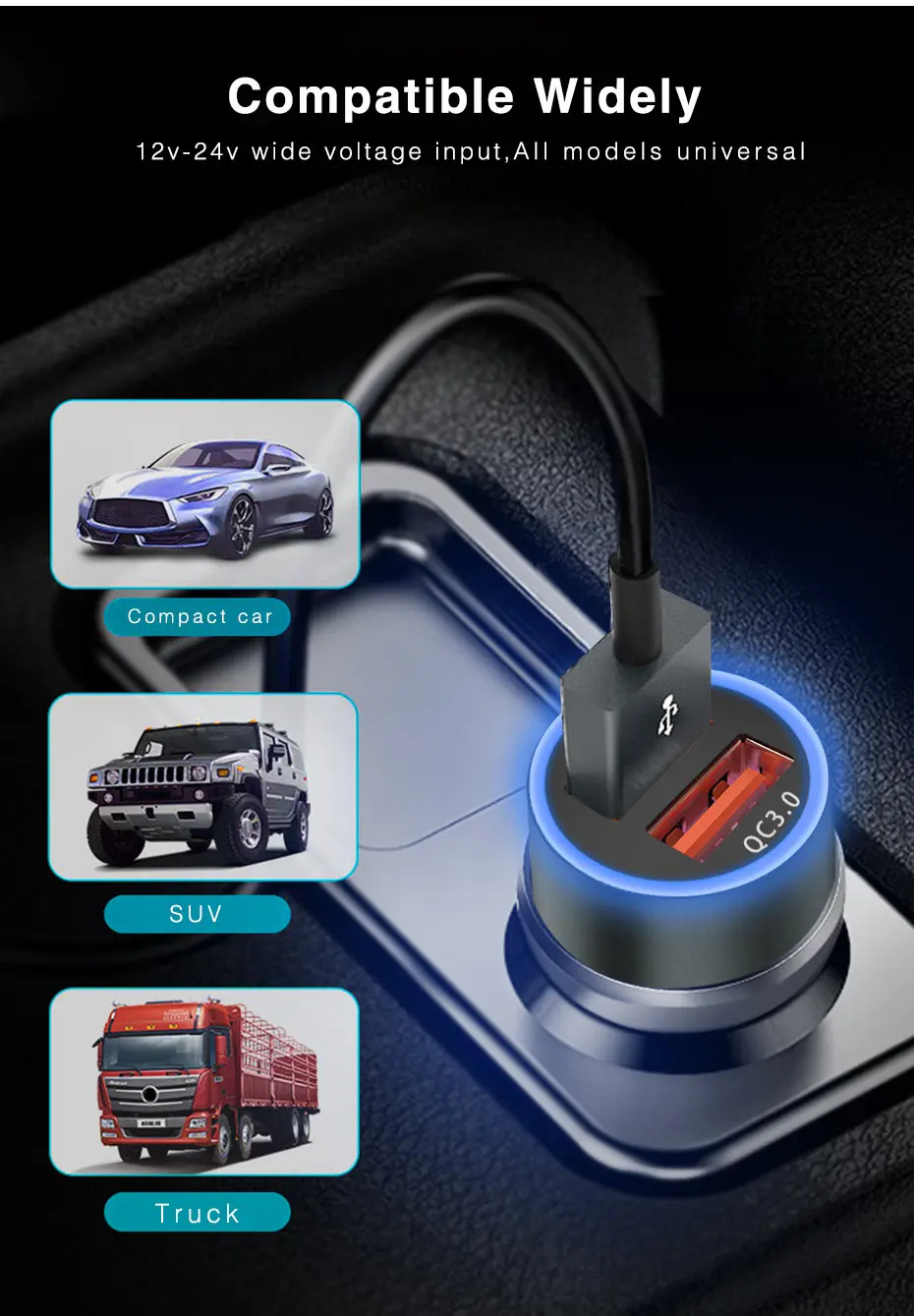 Dual Quick Charge 3.0 USB Car Charger (11)