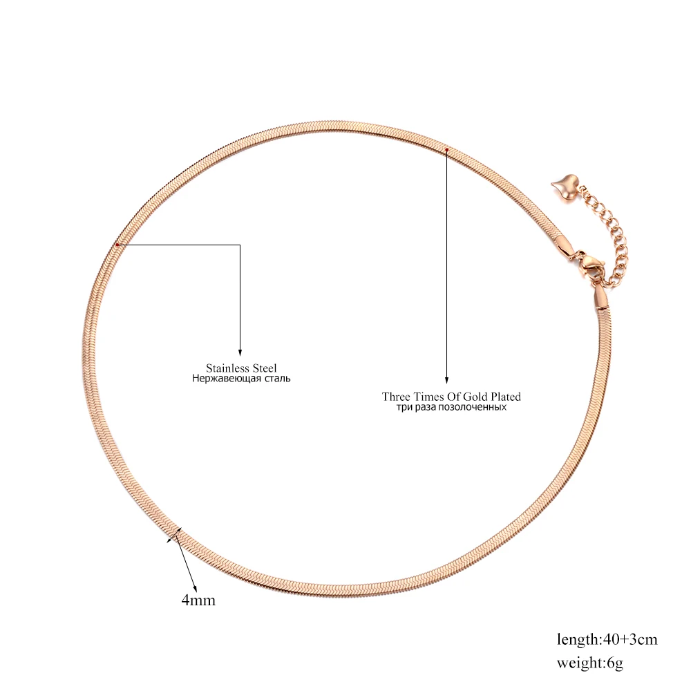 Lokaer Новое поступление образец ювелирных изделий из нержавеющей стали Цепочка Змея тонкое ожерелье розовое золото цвет подарок на Рождество N18065