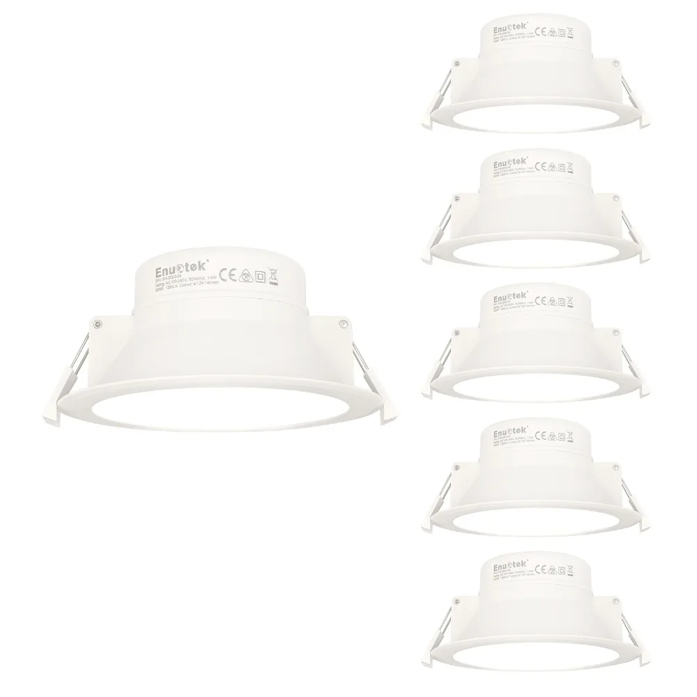 

14W LED Ceiling Recessed Downlights White Ceiling Lamps IP44 for Bathroom 5000K Cool White High Brightness 1200Lm Hole Dia 120MM