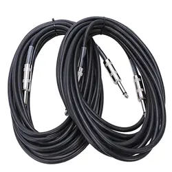 20 футов Гитара кабели-1/4 дюймов TS до 1/4 дюймов TS черный провода в резиновой оболочке-20 футов PRO шнур для гитары-2 шт