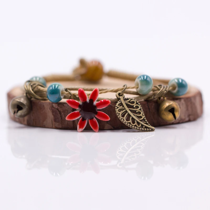 Женский цветочный листовой керамический ручной работы DIY Браслеты Artware ретро браслет для женщин девушки подарок ювелирные изделия оптом#1241