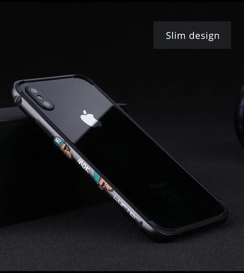 Lofter классный металлический бампер для телефона для iPhone XS XR, чехол для телефона s для iPhone XS Max, чехол с мультяшным рисунком, алюминиевая силиконовая рамка, чехол