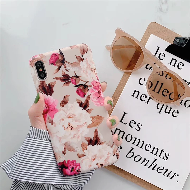 

Pohiks Coque For iPhone XS Max XR 8 7 6s Plus Rose Flower Peony Soft TPU Phone Case Cover For iphone 6 6s plus 7 8 plus Fundas