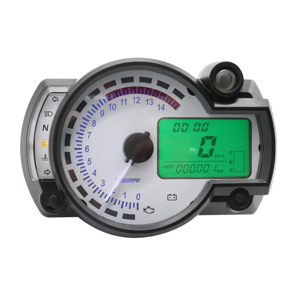 Motorcycle Digital Light LCD Speedometer Odometer Tachometer W/ Speed Sensor Odometer Gauge Display Oil Level Meter Universal