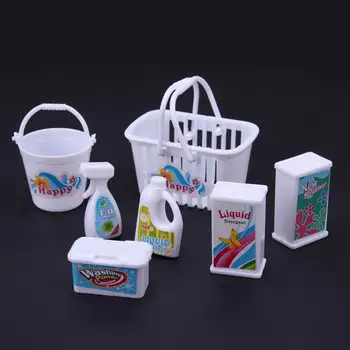

7pcs/set Doll Accessories White Household Doll Washing Clothes Cleaning Tools Baby Girls Dolls Role Play House Toys Gift