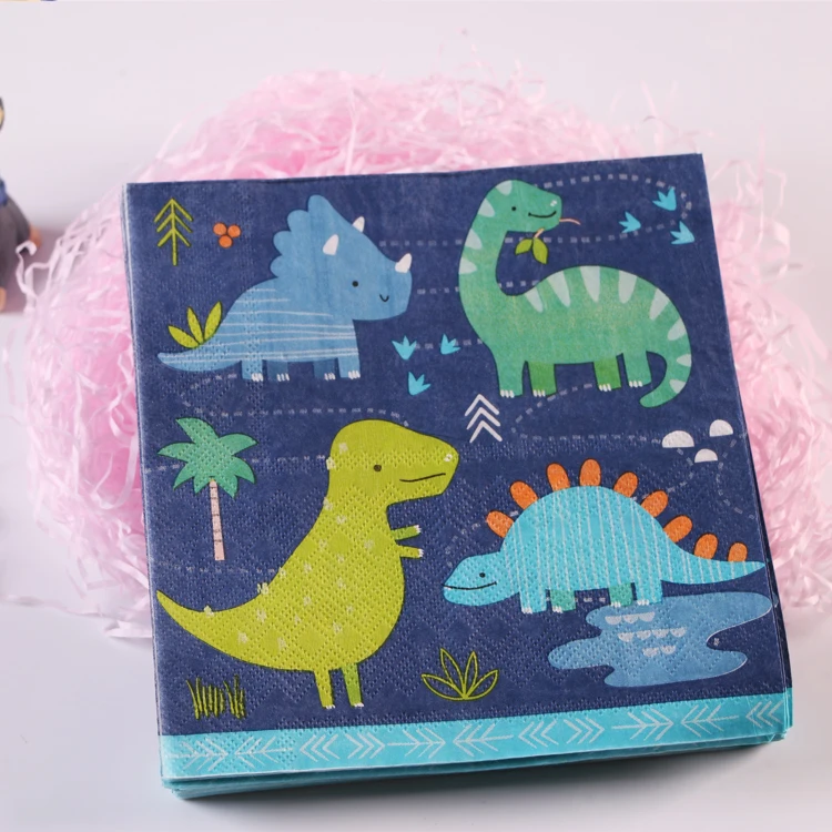 Free Shipping 20pcs 2 Layer Dinosaur Paper Napkins for Decoupage