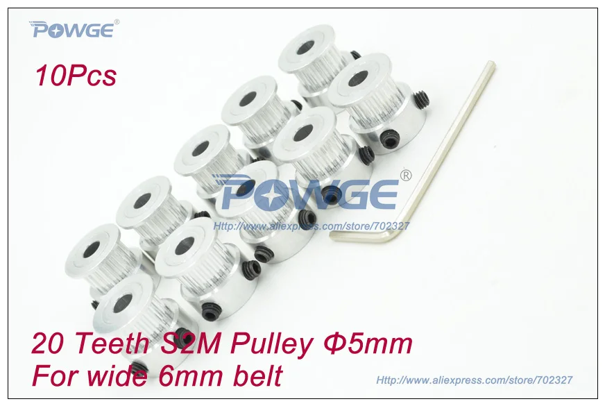 

10pcs 20 Teeth STD S2M Timing pulley Bore 5mm For Width 6mm S2M open Belt 20 S2M 6 BF STS S2M Timing Belt pulley for 3D Printer