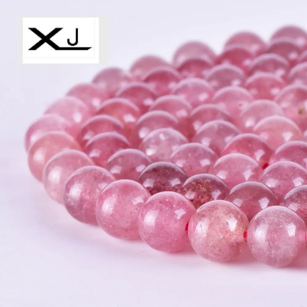 

XIN JIAO Wholesale Natural Strawberry crystal stone 8mm 10mm for Jewelry bracelet accessories making DIY