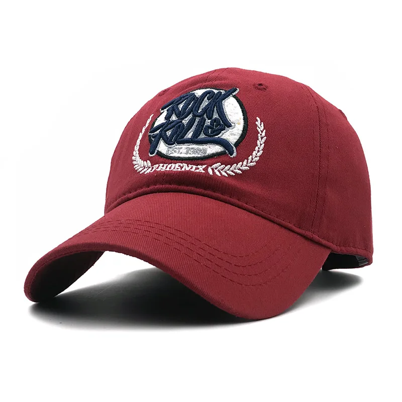 

2019 High Quality letter Rock Roll Embroidery Cotton Baseball Cap For Men Women Gorras Snapback Outdoor Sport Sun Hat