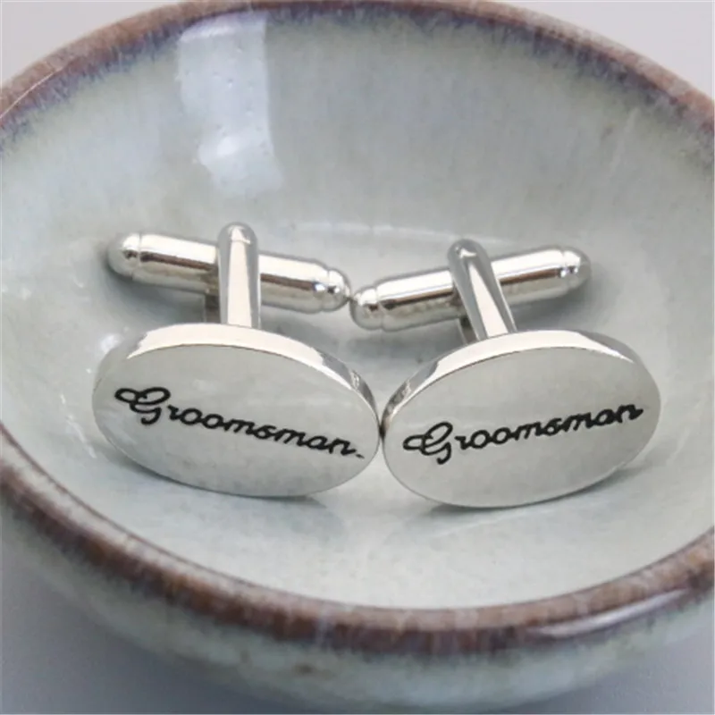 2017 New Men French Shirt Cufflinks Groomsman Letters