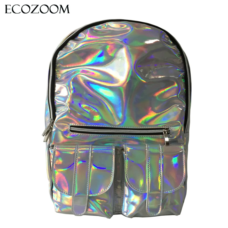 

New Cheap Gammaray backpack Women Silver Hologram Laser shoulder bag PU leather Holographic Backpack Multicolor schoolbag