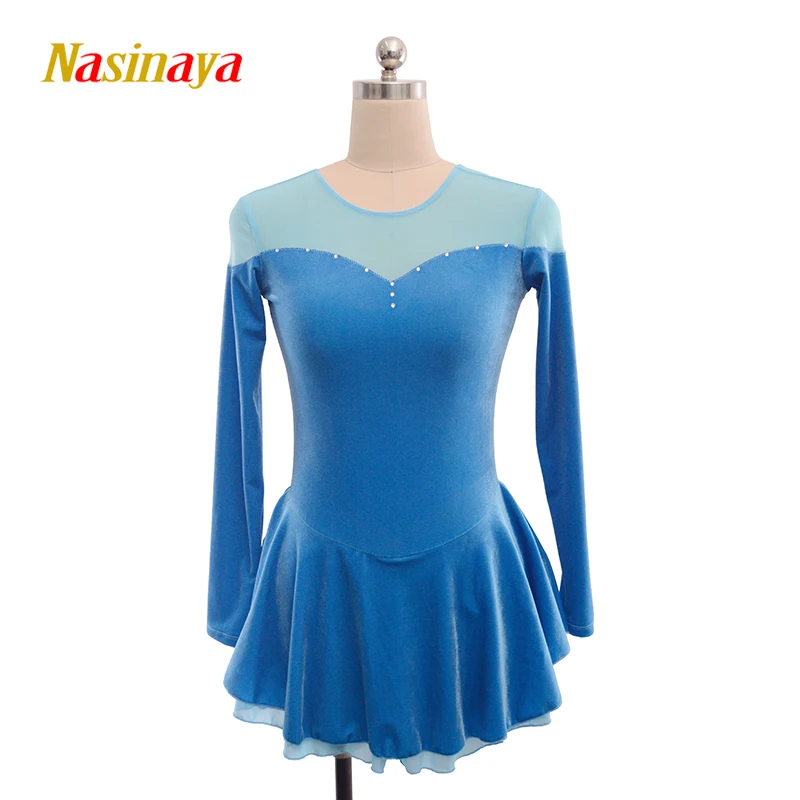 Nasinaya Figure Skating Competition Training Dress Customized Women's and Children's Velvet Mesh Long Sleeve Clothing